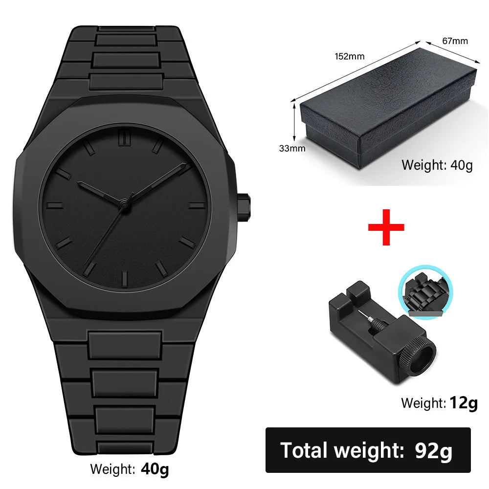 Design Quartz Watch for Men Casual Lightweight Plastic Strap Waterproof