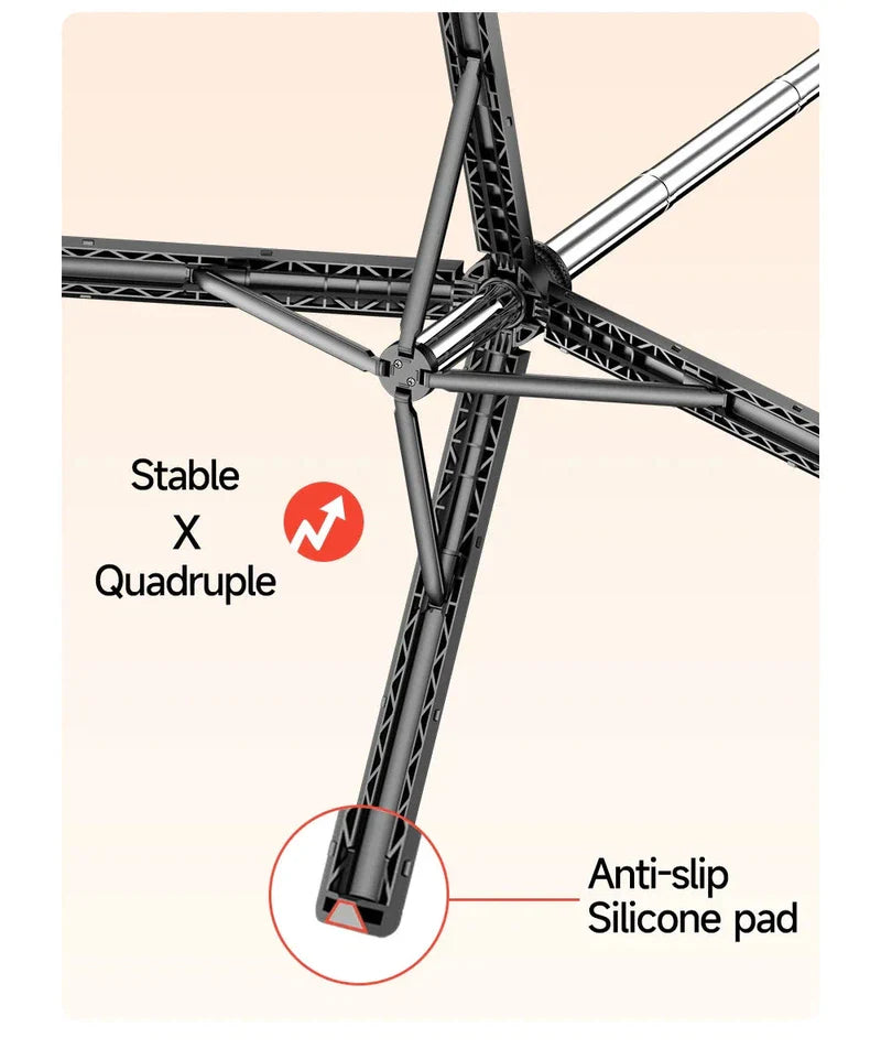 TOKQI Extendable Tripod with anti-slip silicone pad and stable quadrapod design.