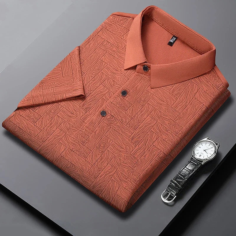 Men's Short Sleeved Shirt Business Casual Solid Color Polo Shirt Fashionable Breathable Comfortable T Shirt