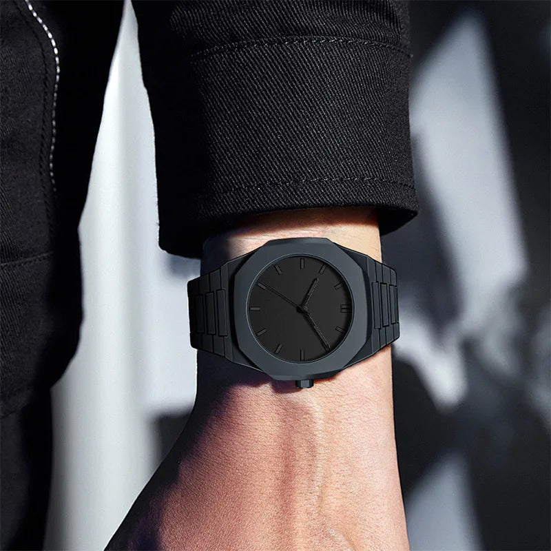 Design Quartz Watch for Men Casual Lightweight Plastic Strap Waterproof