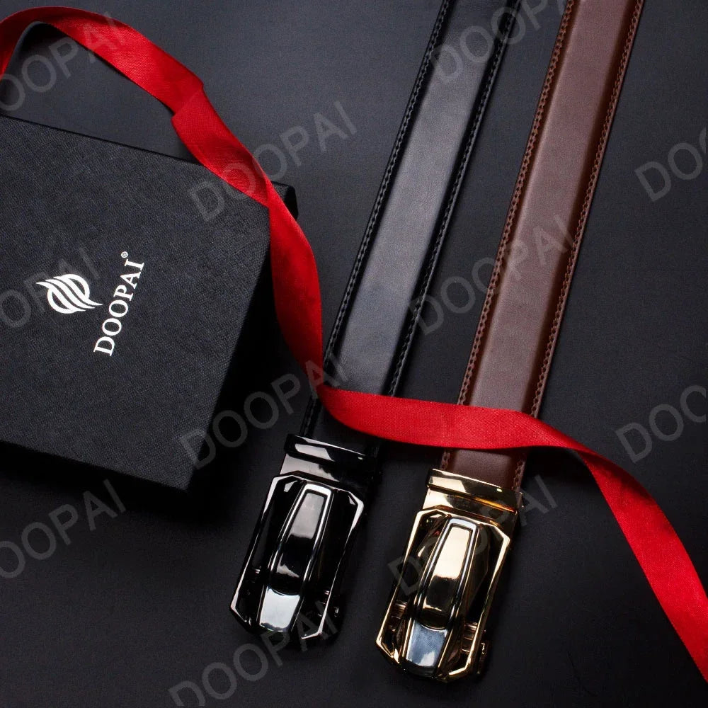 Men Genuine Leather with Belt Metal Buckle Adjustment High Quality Adjustable Leather Belt
