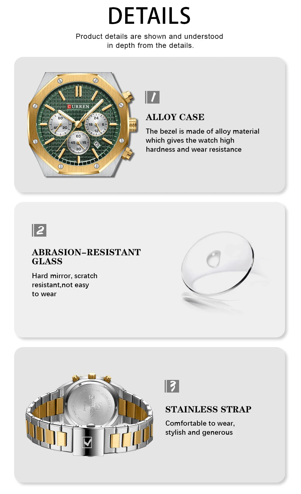 Men Quartz Watches CURREN Multifunction Luminous Quartz Male Wristwatch