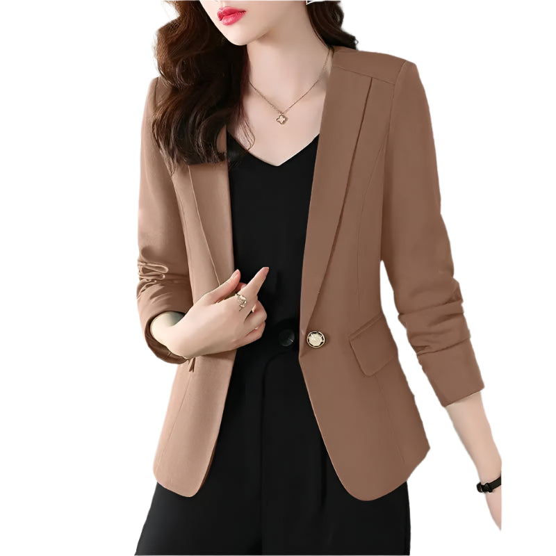 Women Blazer by ZANZEA Women Elegant OL Jackets Casual Slim Outwear Solid Lapel Neck Long Sleeve Work Thin Coats
