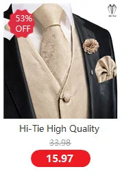Men Suit Vests Hi-Tie Silk 4PC Woven Floral Black Waistcoat Tie Pocket Square Cufflink Business Wedding Dress Waist Jacket