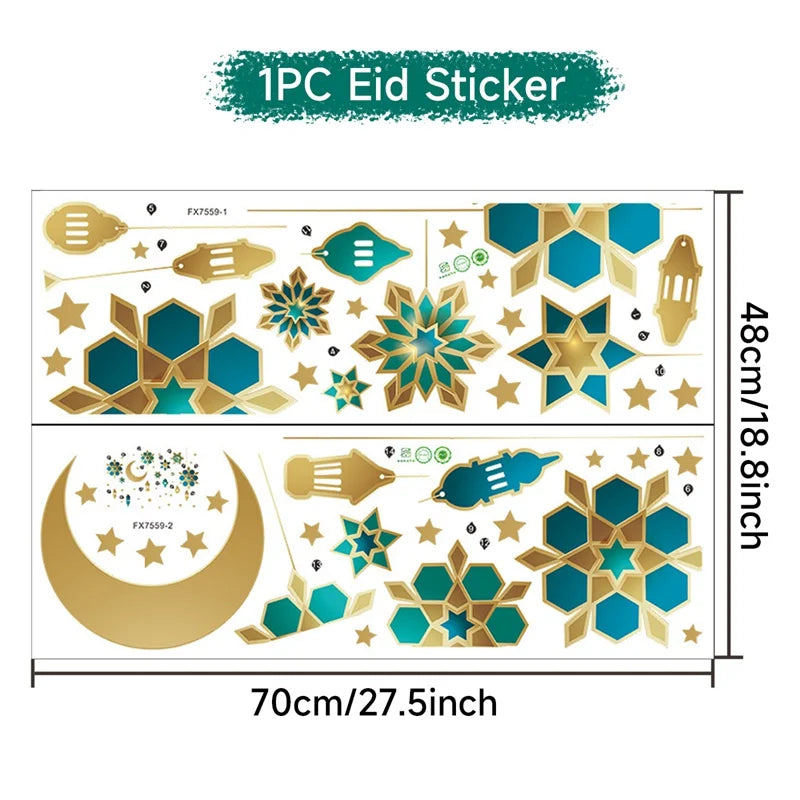 Eid Window Stickers Ramadan Decoration 2024 Eid Mubarak Decor for Home Ramadan Kareem Islam Muslim Party Supplies Eid Al-fitr