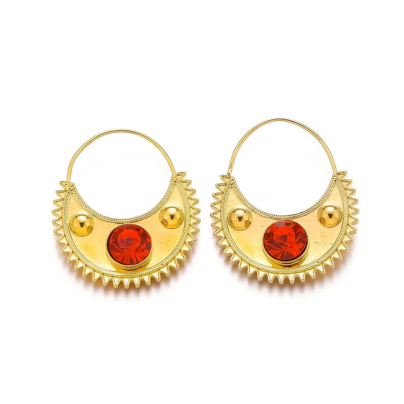 Gold color Ethiopian zircon clip earrings for women, classic style.