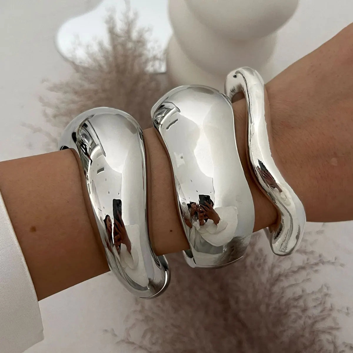 Cuff Bangles KMVEXO Punk Vintage Irregular Chunky for Women Bracelets Bangles