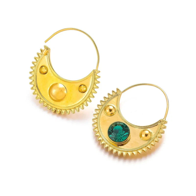 Gold Color Ethiopian Zircon Clip Earrings for Women and Girls by Ethlyn