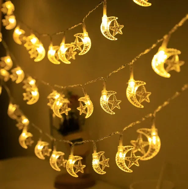 Led String Lights 20 led Eid Mubarak Star Moon Ramadan Kareem Decoration Islamic Muslim Festival