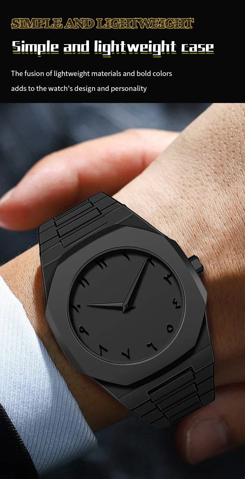 Design Quartz Watch for Men Casual Lightweight Plastic Strap Waterproof