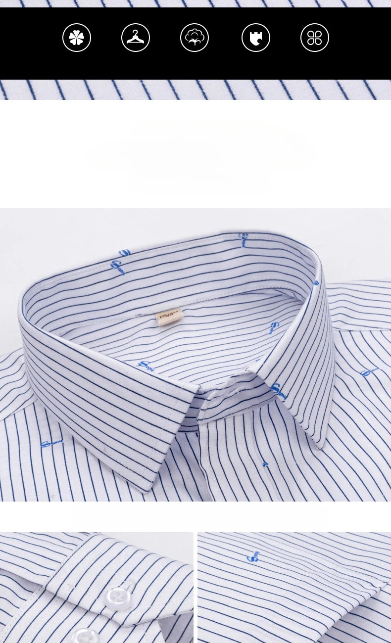 Men's Shirt Long Sleeve Striped Dress Shirt Regular Formal Business Social Button-up Easy Care Luxury Shirts