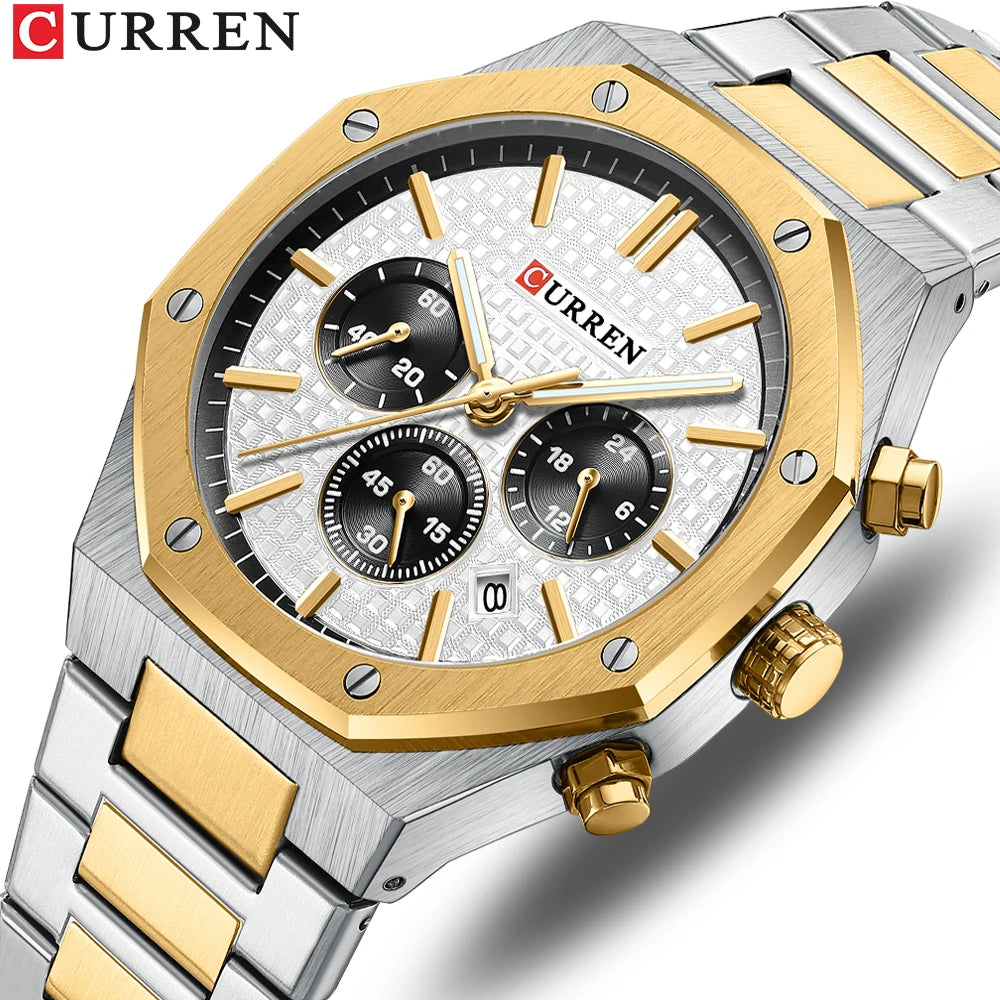 Men Quartz Watches CURREN Multifunction Luminous Quartz Male Wristwatch