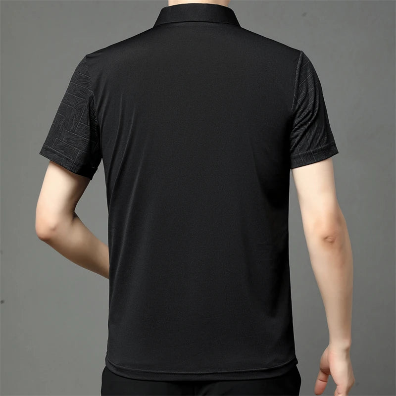 Men's Short Sleeved Shirt Business Casual Solid Color Polo Shirt Fashionable Breathable Comfortable T Shirt