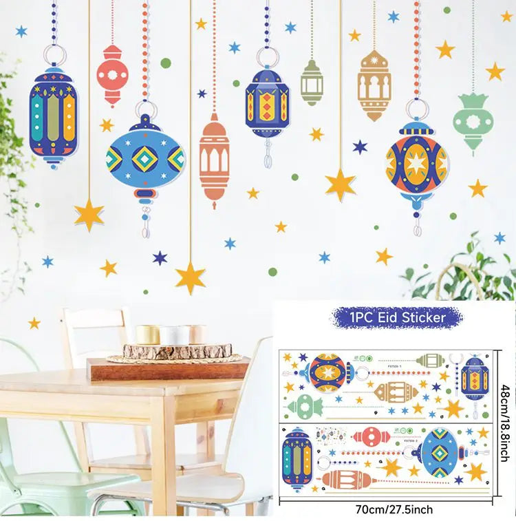 Eid Window Stickers Ramadan Decoration Eid Mubarak Decor for Home Ramadan Kareem Party Supplies Eid Al-fitr