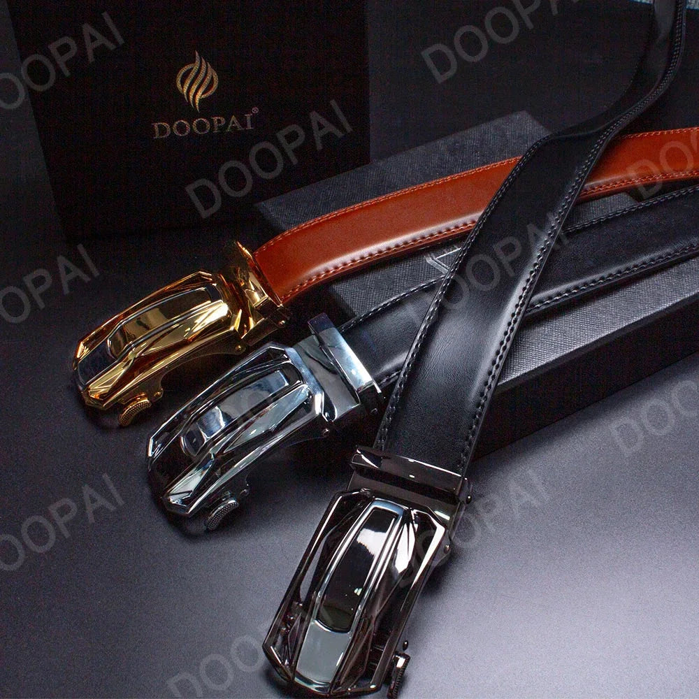 Men Genuine Leather with Belt Metal Buckle Adjustment High Quality Adjustable Leather Belt