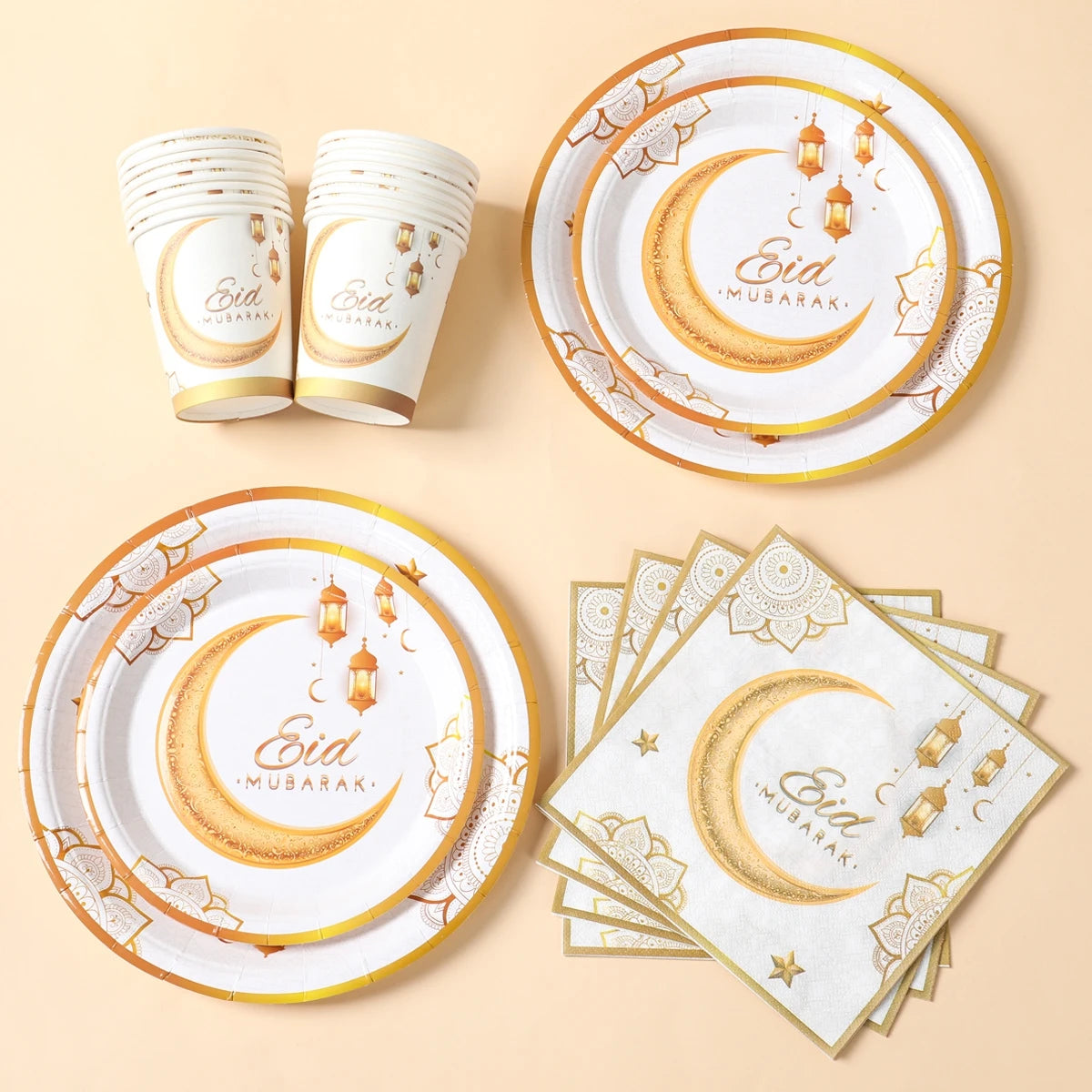 Eid Mubarak Tableware Set 2025 Ramadan Decoration For Home Eid Al Adha Ramadan Kareem Gift Islamic Muslim Party Decor Supplies