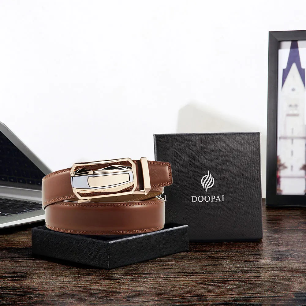 Men Genuine Leather with Belt Metal Buckle Adjustment High Quality Adjustable Leather Belt