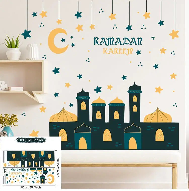 Eid Window Stickers Ramadan Decoration Eid Mubarak Decor for Home Ramadan Kareem Party Supplies Eid Al-fitr