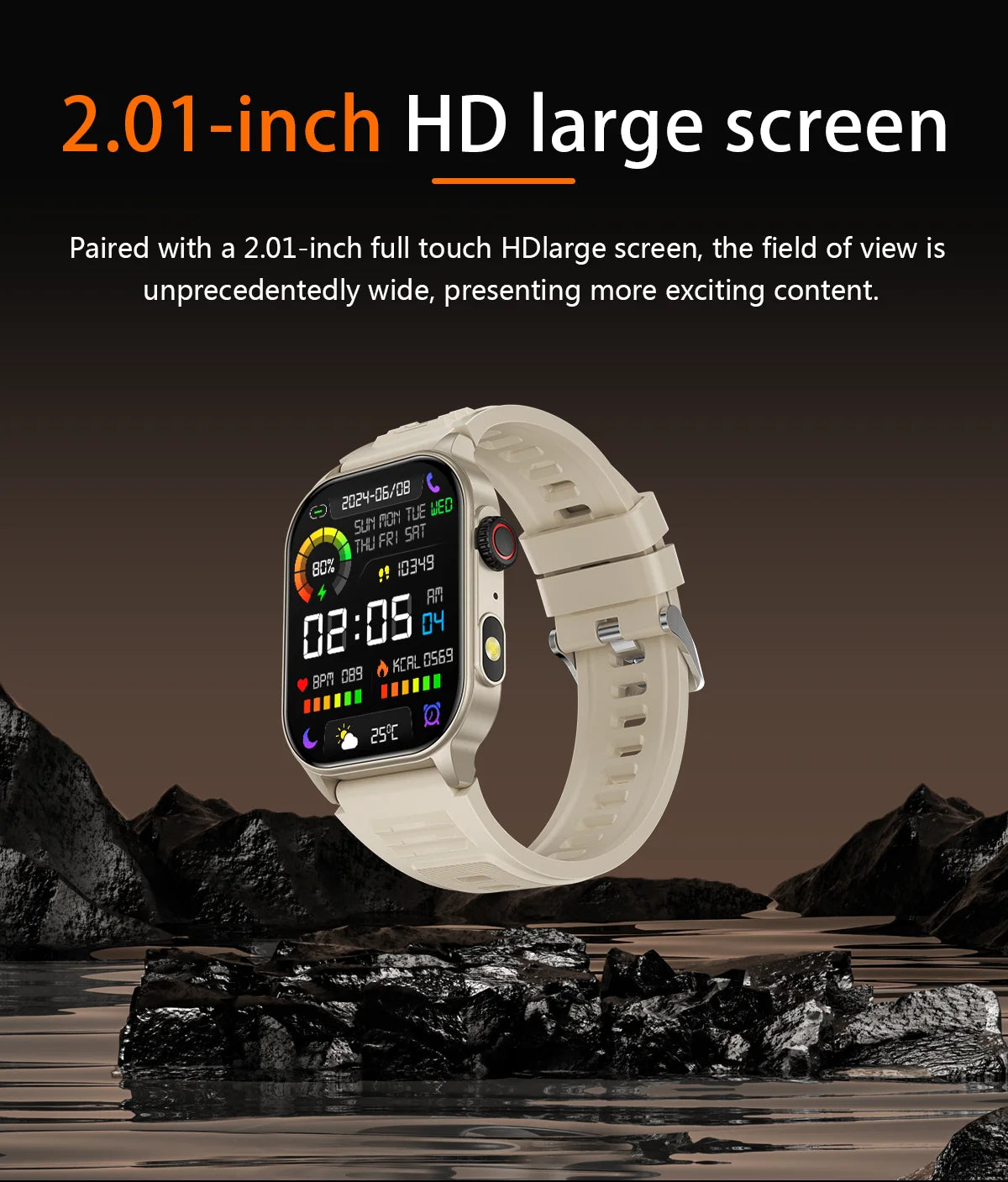 LIGE Smart Watch For Men Women 2.01" HD Display Health Monitor Sport Fitness Watches AI Voice Bluetooth Call Smartwatch Men