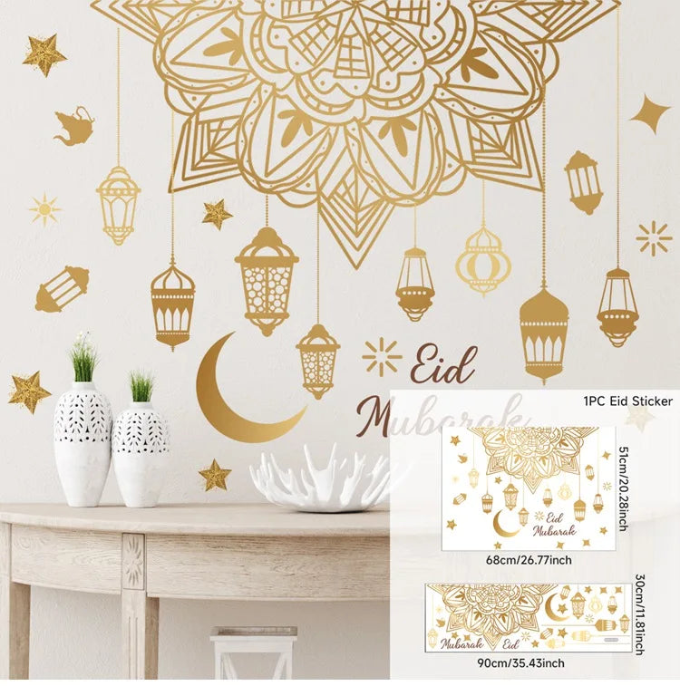 Eid Window Stickers Ramadan Decoration 2024 Eid Mubarak Decor for Home Ramadan Kareem Islam Muslim Party Supplies Eid Al-fitr