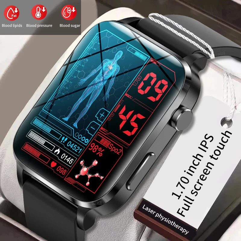 Lige New Men Smart Watch Laser Treatment Health Heart Rate Blood Pressure Waterproof Sport Watch Body Temperature Smartwatch Men