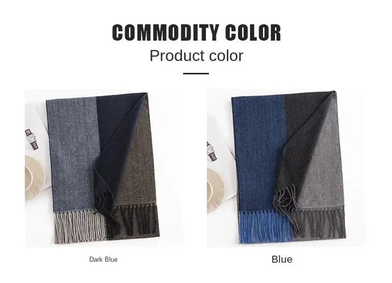 Men's Scarf Plaid Pattern Imitation Cashmere Winter Fashion Neck Protection Warmth Extended Shawl