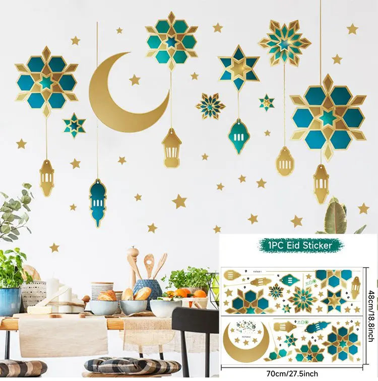 Eid Window Stickers Ramadan Decoration Eid Mubarak Decor for Home Ramadan Kareem Party Supplies Eid Al-fitr