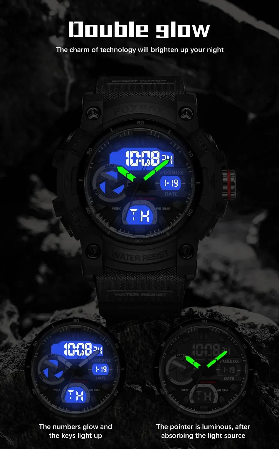 LIGE Fashion Digital Watches For Men Top Brand Luxury Military Waterproof Watch Men Casual Sport Dual Display Watch