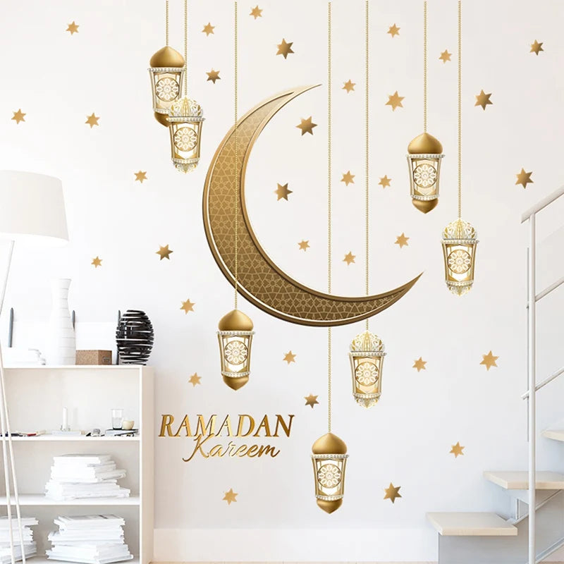 Eid Window Stickers Ramadan Decoration 2024 Eid Mubarak Decor for Home Ramadan Kareem Islam Muslim Party Supplies Eid Al-fitr