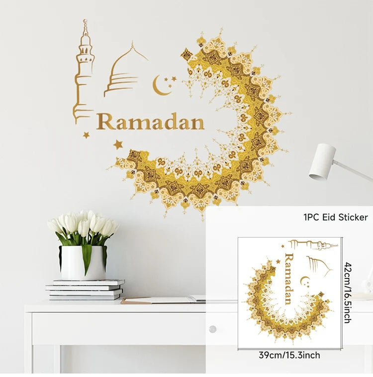 Eid Window Stickers Ramadan Decoration 2024 Eid Mubarak Decor for Home Ramadan Kareem Islam Muslim Party Supplies Eid Al-fitr