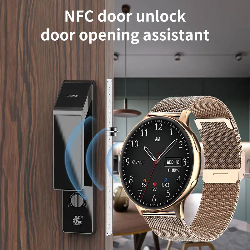 LIGE 2023 NFC Smart Watch Lady Support Recording 1G Local Music Playback Bluetooth Answer Call Watch Women Waterproof Smartwatch