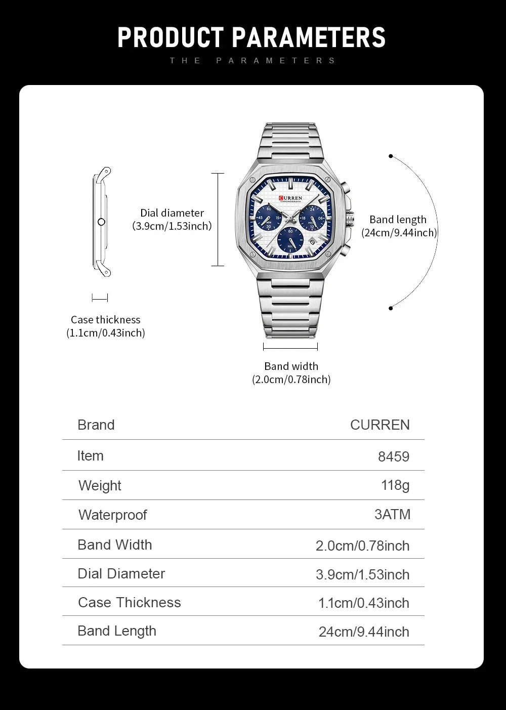 Men Quartz Watches CURREN Full Steel Waterproof Chronograph Wristwatch Men Relogio Masculino