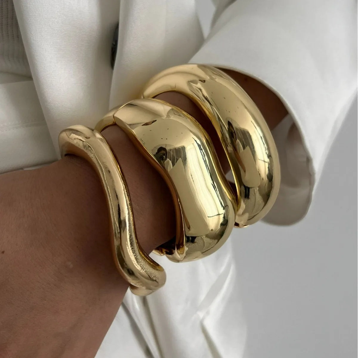 Cuff Bangles KMVEXO Punk Vintage Irregular Chunky for Women Bracelets Bangles