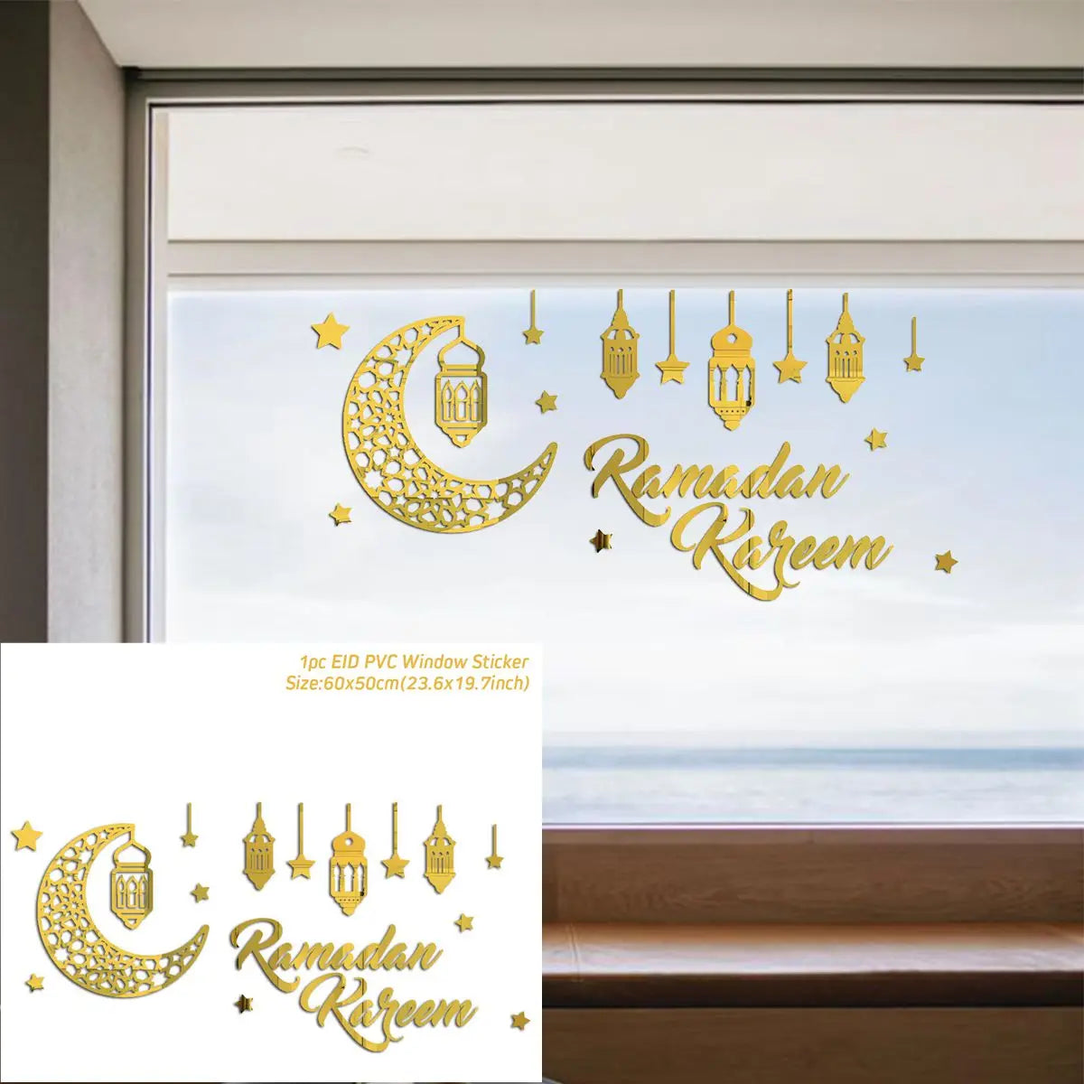 Eid Window Stickers Ramadan Decoration 2024 Eid Mubarak Decor for Home Ramadan Kareem Islam Muslim Party Supplies Eid Al-fitr