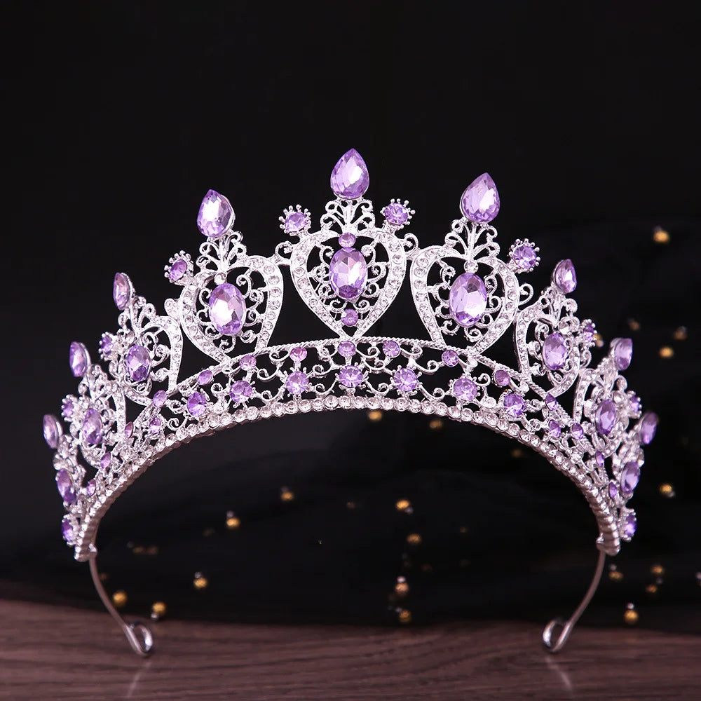 KMVEXO Vintage Baroque Fairy Crowns Bridle Crown Geometric Crystal Elf Tiaras for Women Wedding Costume