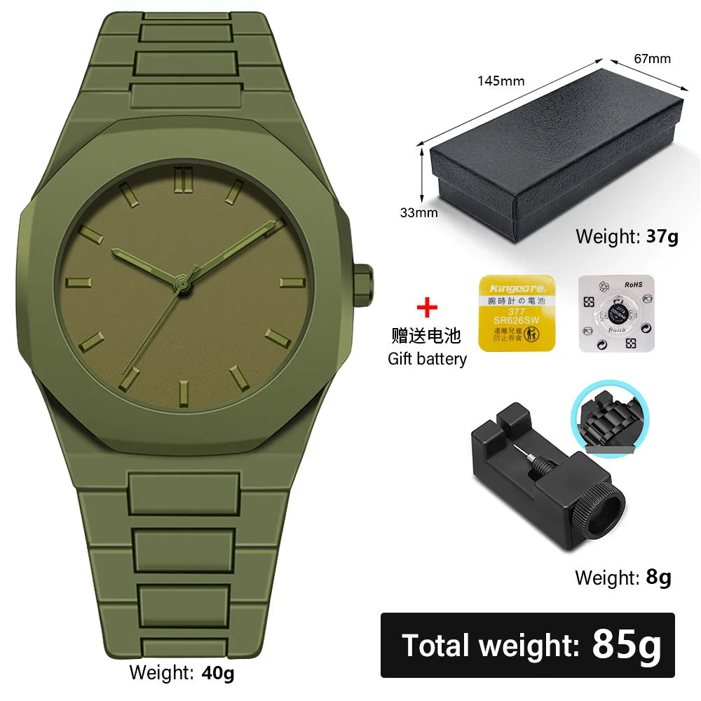Design Quartz Watch for Men Casual Lightweight Plastic Strap Waterproof