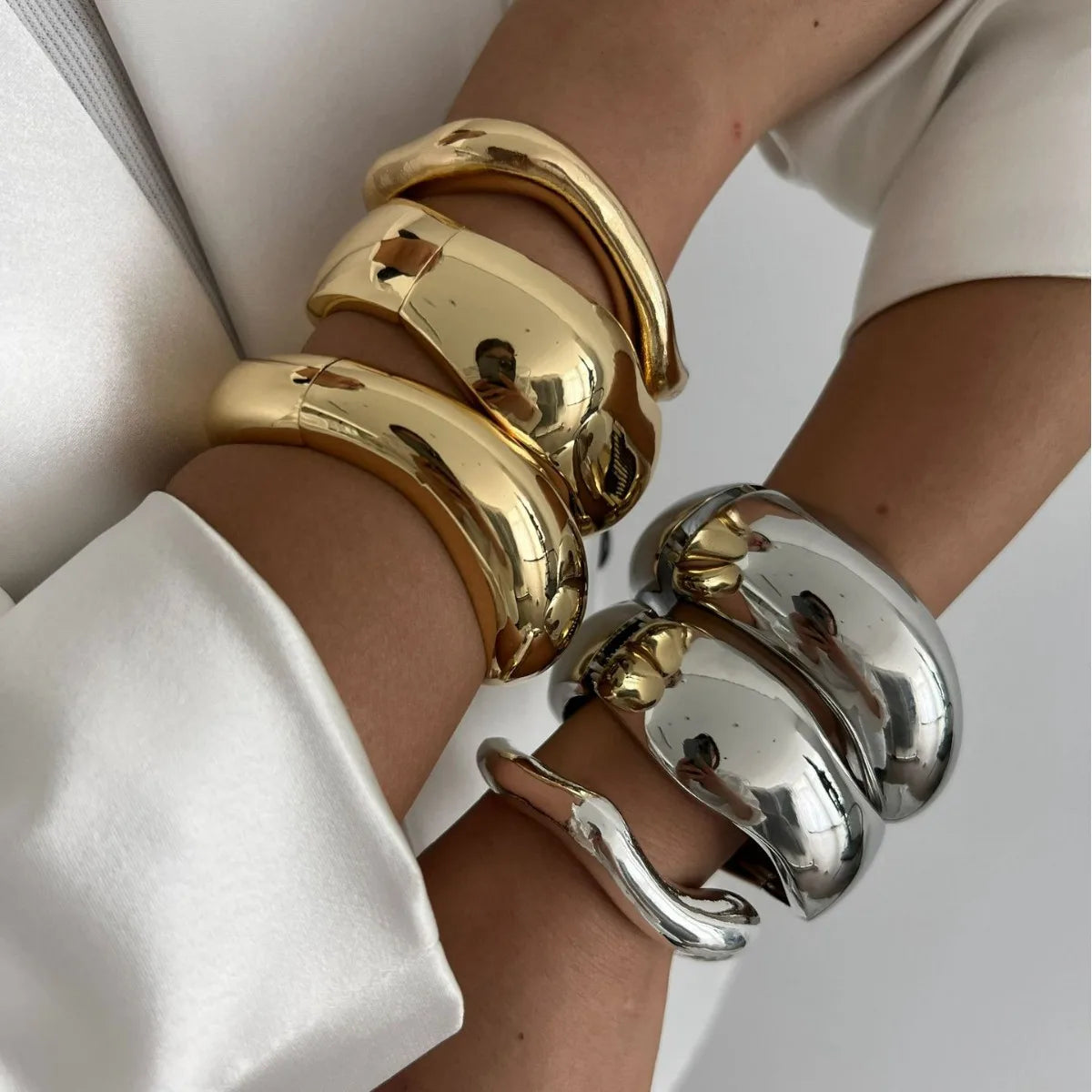 Cuff Bangles KMVEXO Punk Vintage Irregular Chunky for Women Bracelets Bangles