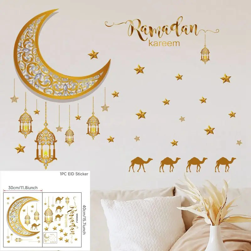 Eid Window Stickers Ramadan Decoration 2024 Eid Mubarak Decor for Home Ramadan Kareem Islam Muslim Party Supplies Eid Al-fitr