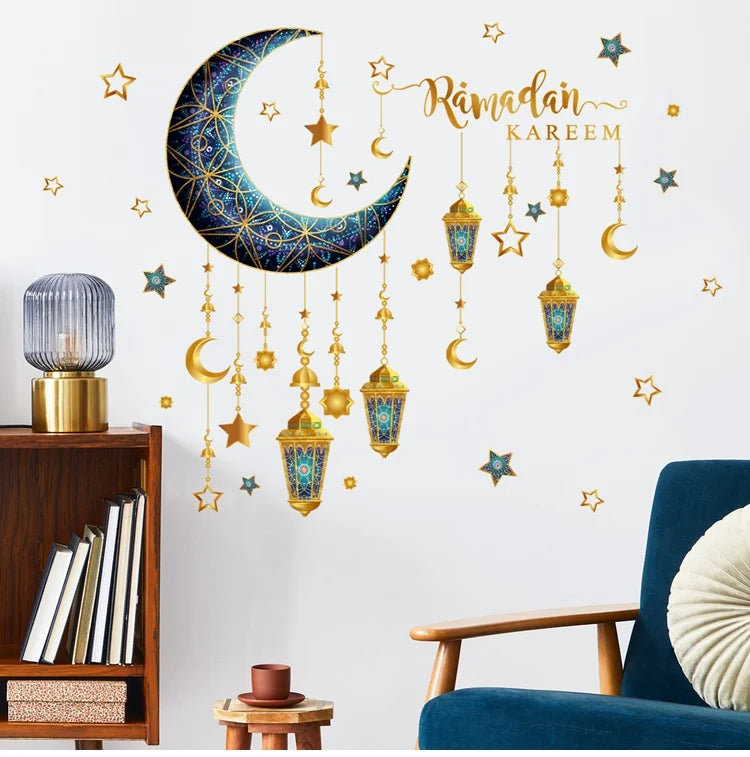 Eid Window Stickers Ramadan Decoration Eid Mubarak Decor for Home Ramadan Kareem Party Supplies Eid Al-fitr