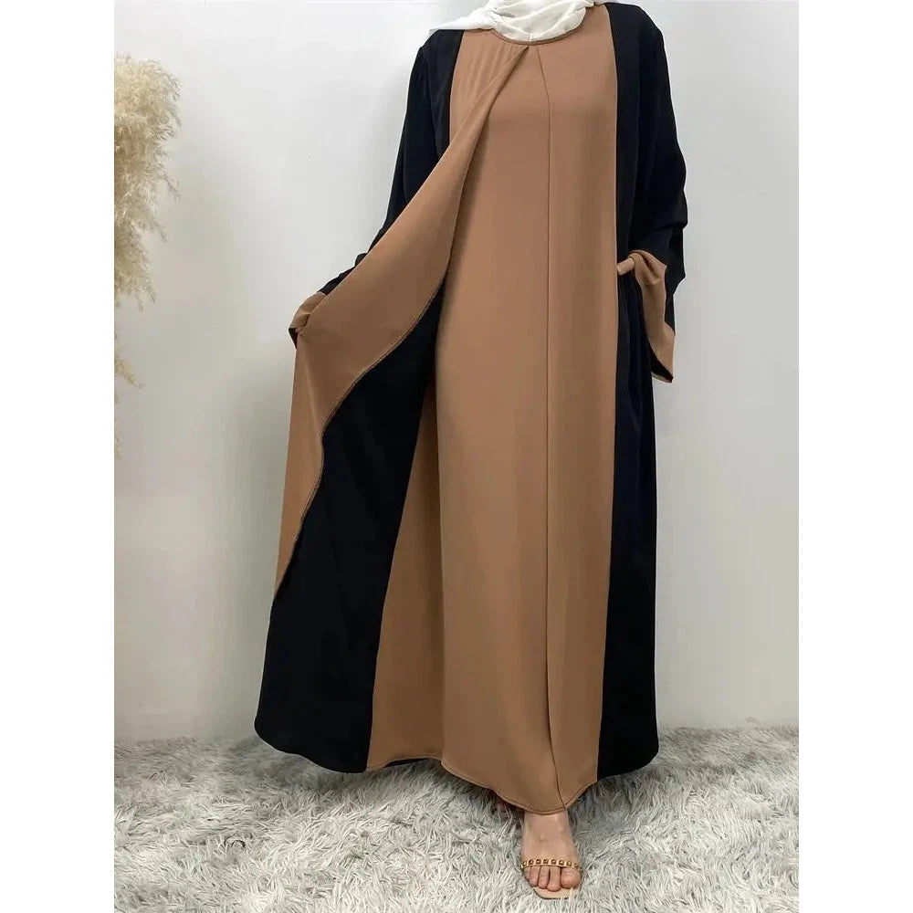 Abaya Muslim Luxury Splicing (Fake Two Pcs) Abayas For Women Kaftan Modest Dress Islam Caftan Moroccan Femme