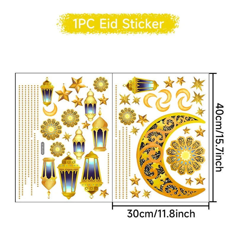 Eid Window Stickers Ramadan Decoration 2024 Eid Mubarak Decor for Home Ramadan Kareem Islam Muslim Party Supplies Eid Al-fitr