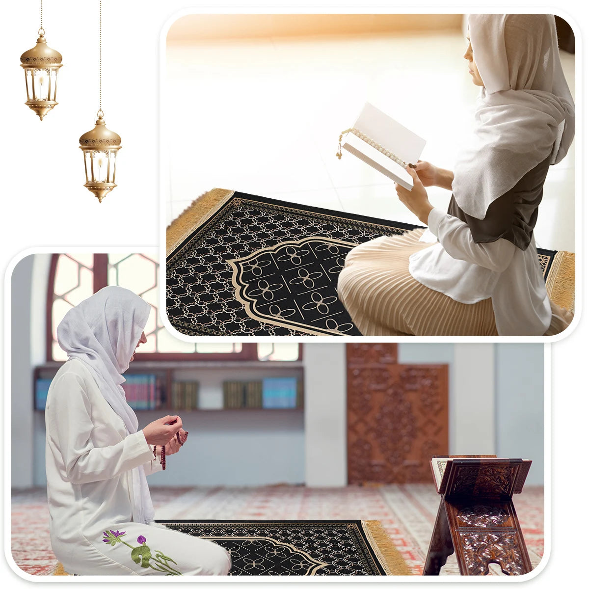 Ramadan Decoration 2024 Prayer Mat EID Mubarak Decor For Home Praying Rug Ramadan Kareem Islamic Muslim Party Eid Al-Fitr Gifts