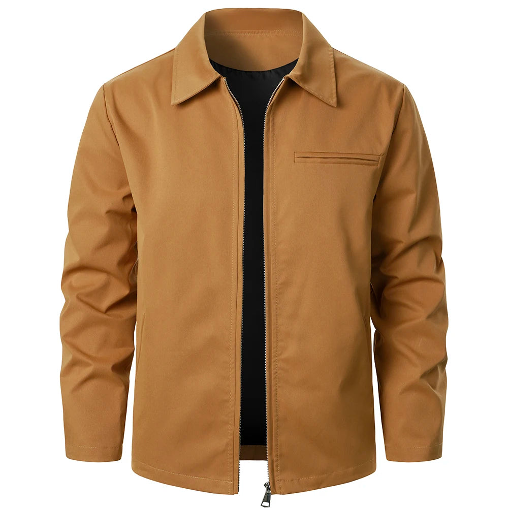 Men's Jacket Solid Color With Zipper Windproof Fashion Men's Coat Outdoor Sports Street Casual Style Men's Top Jacket Men's Coat