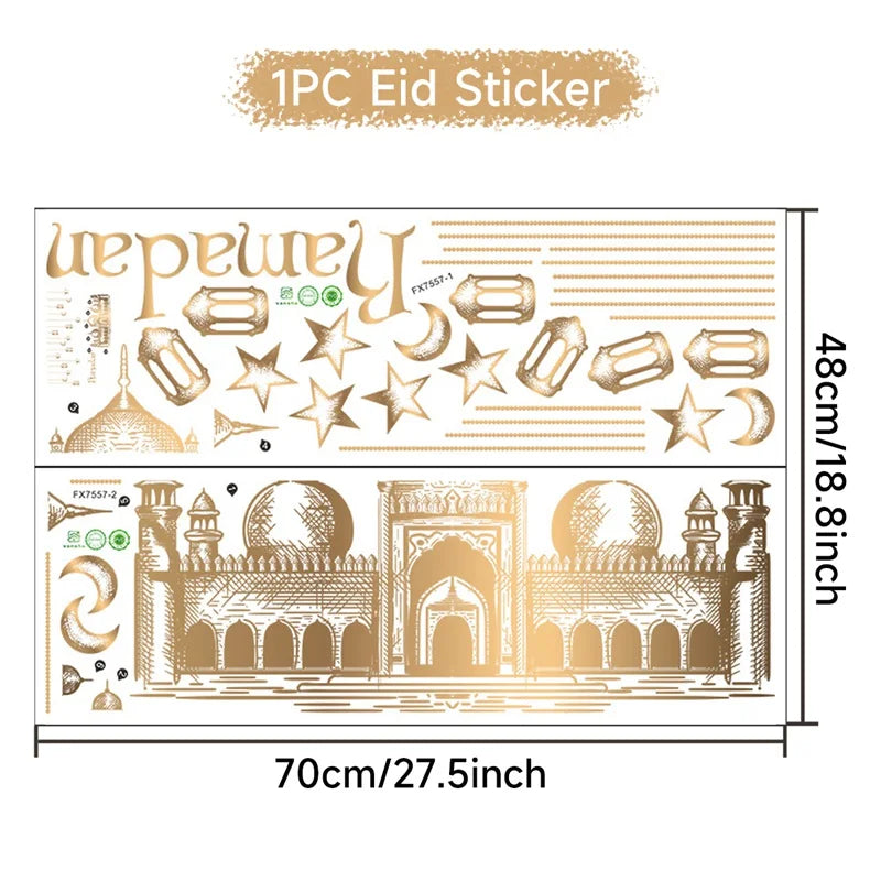 Eid Window Stickers Ramadan Decoration Eid Mubarak Decor for Home Ramadan Kareem Party Supplies Eid Al-fitr