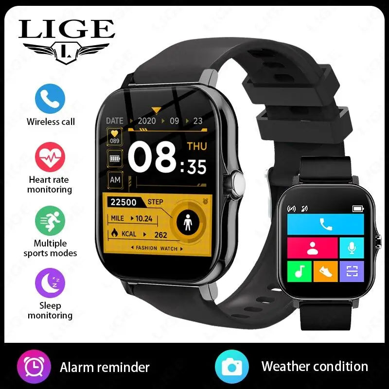 LIGE Smart Watch For Men Women Gift 1.44' Full Touch Screen Sports Fitness Watches Bluetooth Calls Digital Smartwatch Wristwatch