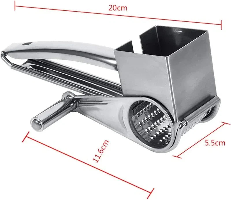 Handheld Grater, Stainless Steel, Rotary Cheese Grater, Hard Cheese or Chocolate Nuts Slicer, Shredder