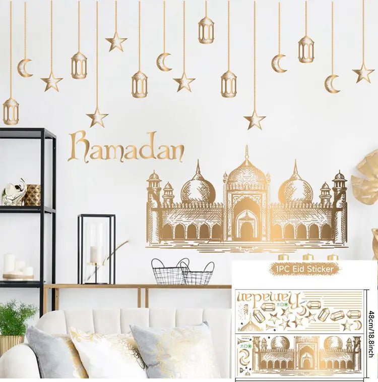 Eid Window Stickers Ramadan Decoration Eid Mubarak Decor for Home Ramadan Kareem Party Supplies Eid Al-fitr