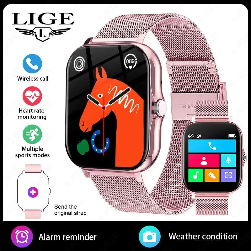 LIGE Smart Watch For Men Women Gift 1.44' Full Touch Screen Sports Fitness Watches Bluetooth Calls Digital Smartwatch Wristwatch