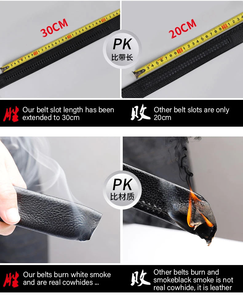 Men Genuine Leather Belt Metal Rotatable Buckle Adjustable Leather Belt
