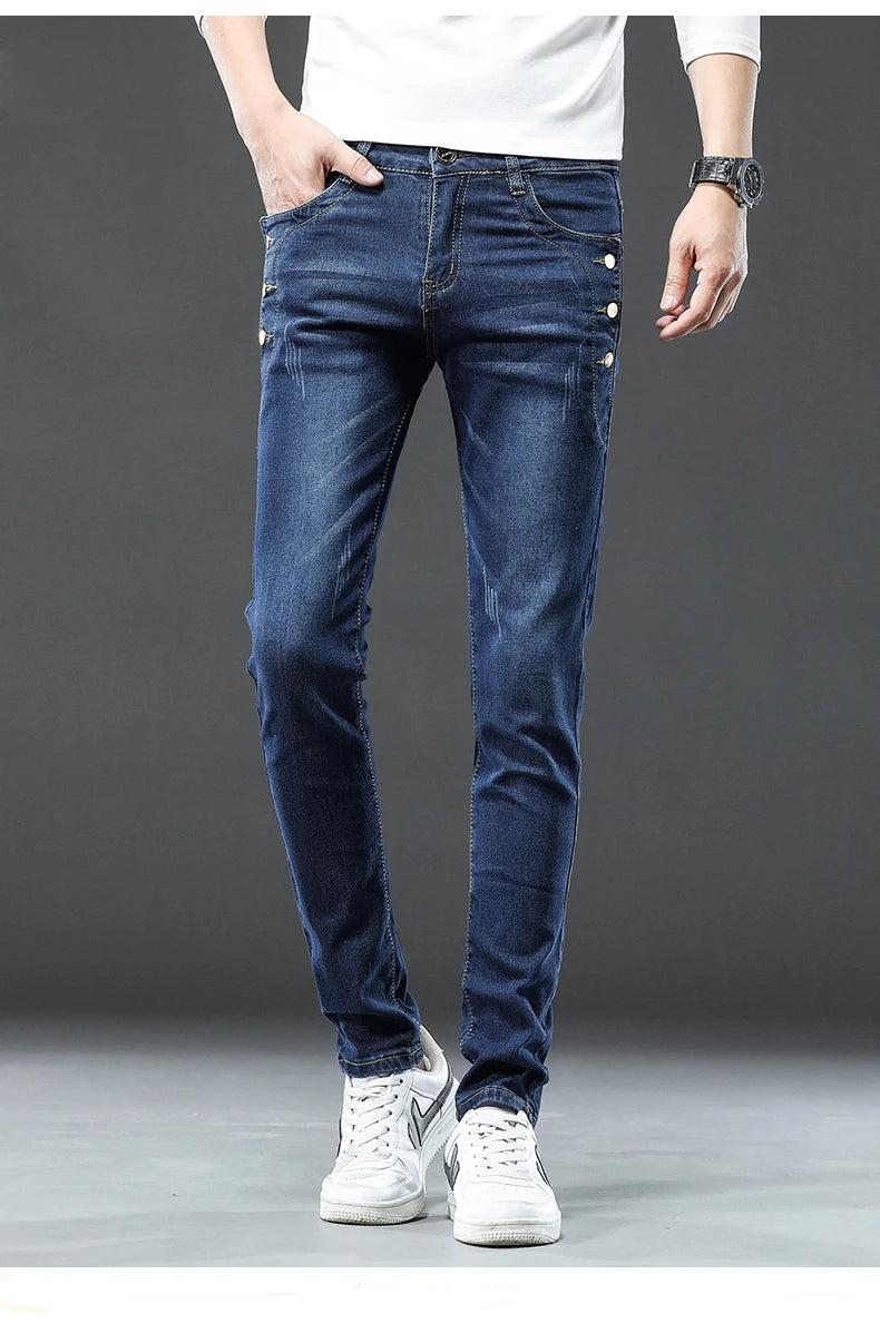 Men's Jean Casual Pant Fashion Stretch Pants Male Classic Slim Trousers